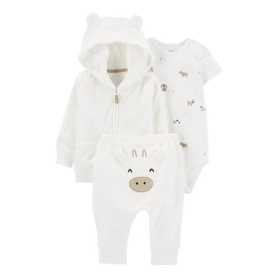 Conjunto Ropa Bebe Carters Plush Terry Mvd Kids Blanco 3pz