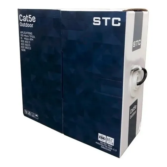 Cable Utp Cat5 Exterior 100 Metros 80% Cobre Stc Color Negro