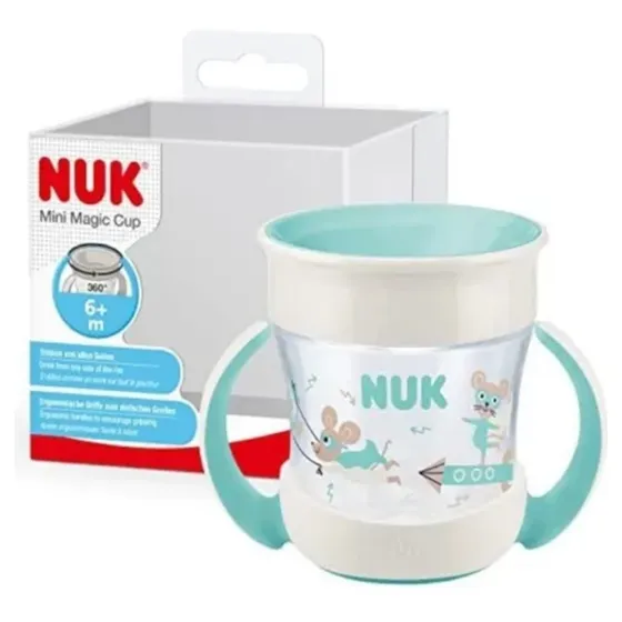 Vaso Nuk Evolution Mini Magic Cup 360º Con Asas 160ml +6m Color Blanco con verde Linea Evolution Mini Magic Cup