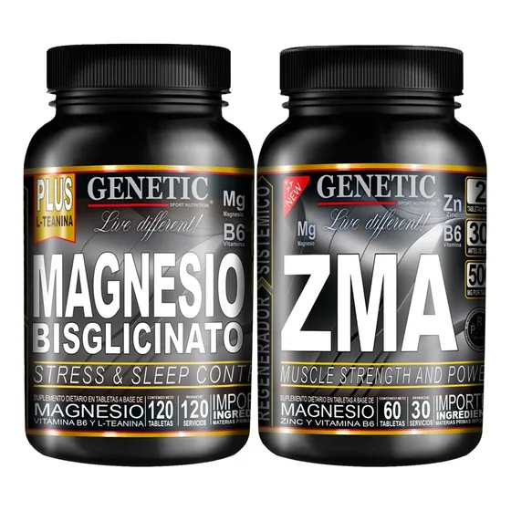 60 Días Magnesio Bisglicinato Gluconato Zinc Teanina Genetic