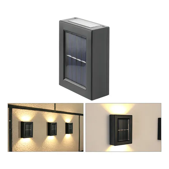 2x Arandela Solar Slim 2 Focos Luminaria Parede Externa Ip65 Cor Preto