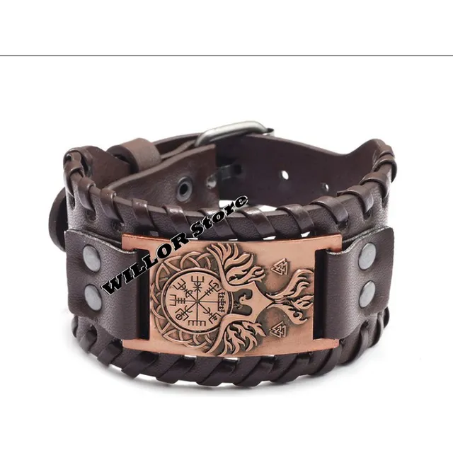 Pulsera Brazalete De Cuero & Metal Runas Celta/vikingo 