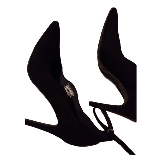 Zapatos Stiletti, Negros, Punta Fina, T38,5, Agamuzados, A10