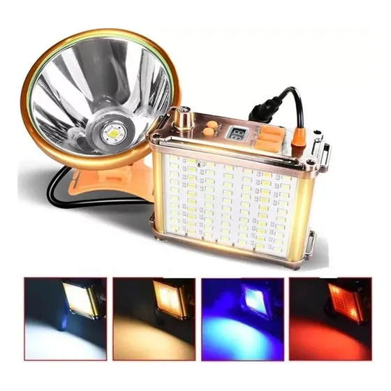 Foco led caza 1200w largo alcance linterna minera camping color naranja