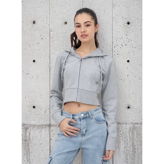 Sudadera Corta Con Capucha Y Cierre Para Dama Quarry