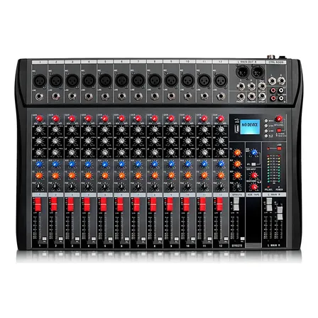 Mesa de Som Profissional TechVox TVM-12 com 12 Canais e Bluetooth
