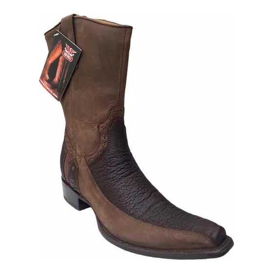 Bota Vaquera Cuello De Toro Caballero 100% Piel Con Cierre