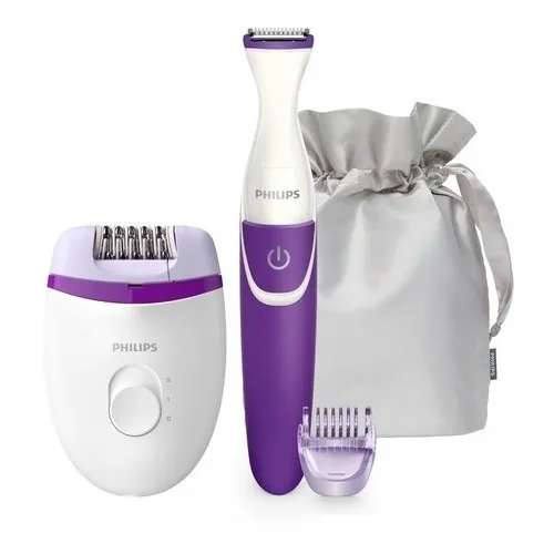 Depiladora Philips Brp 505 + Recortador De Cavado Albion Color Violeta