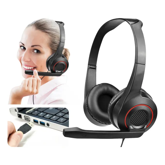 Fone Headset Usb Notebook Pc Office Computador Telemarketing