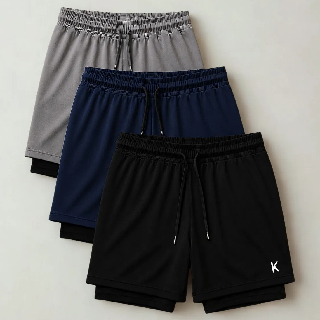 Kit 3 Shorts 2 Em 1 Masculino De Compressão Corrida Academia