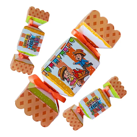 Kit 50 Caixinha Saquinho Surpresa Festa Junina P/ Docinhos