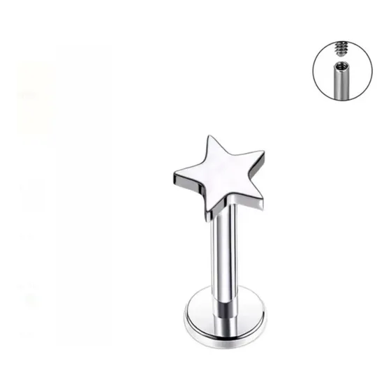 Piercing Labret Estrella Lbesac Acero Quirurgico 316l 1 Und