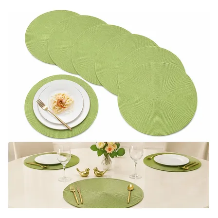 Kit 6 Peças Redondo Jogo Americano Cozinha Jantar Mesa 38cm Verde