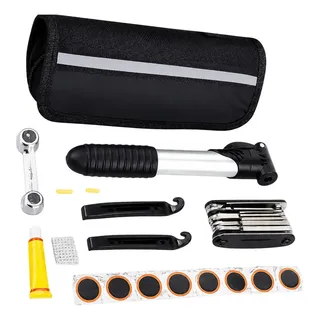 Kit Ferramentas Bike Remendo Pneu Bomba De Ar Bolsa Quadro