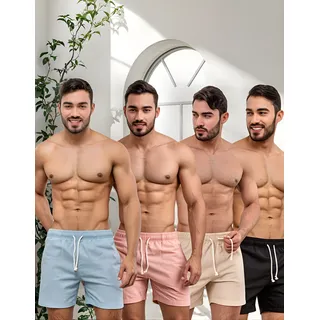 Kit 4 Short Masculino Mauricinho Linho Bermuda Praia VerĂŁo Kit 4 Short Masculino Mauricinho Linho Bermuda Praia VerĂŁo