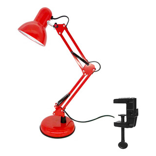 Lámpara De Escritorio Brazo Giratoria 360° Con Clip Y Base Pantalla Rojo Lámpara De Escritorio Brazo Giratoria 360° Con Clip Y Base Pantalla Rojo
