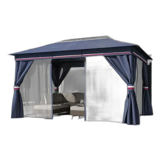 Gazebo Para Patio 10'x13' Con Doble Techo Y Mosquiteros, Azu