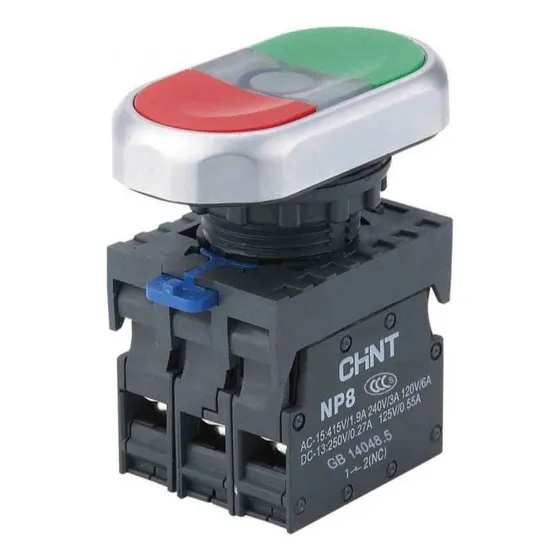 Botonera Doble Rojo Verde 110-230v 1na-1nc Chint Np8-11sd Color Rojo/verde