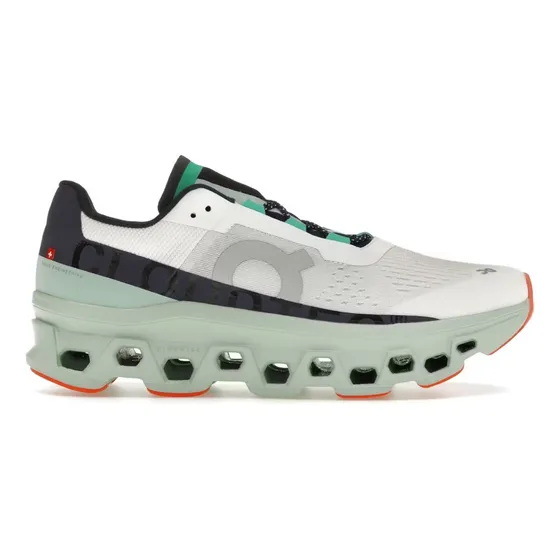 On Running Cloudmonster White Green Orange