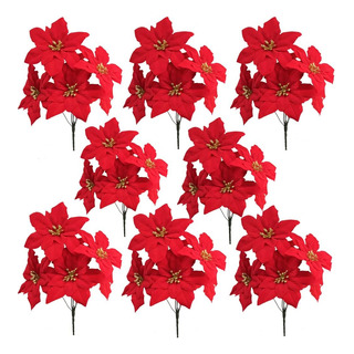Paquete De 8 Flores De Pascua Artificiales De Nochebuena De Paquete De 8 Flores De Pascua Artificiales De Nochebuena De