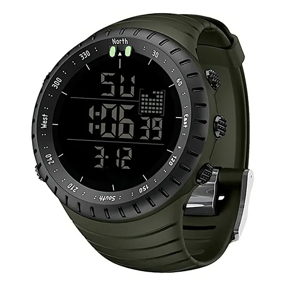 Relógio de pulso digital Smael 1237 com corria de resina cor verde-militar - fondo preto