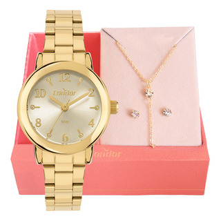 Relógio Condor Dourado Para Mulher + Especial! Fundo Champagne Relógio Condor Dourado Para Mulher + Especial! Fundo Champagne