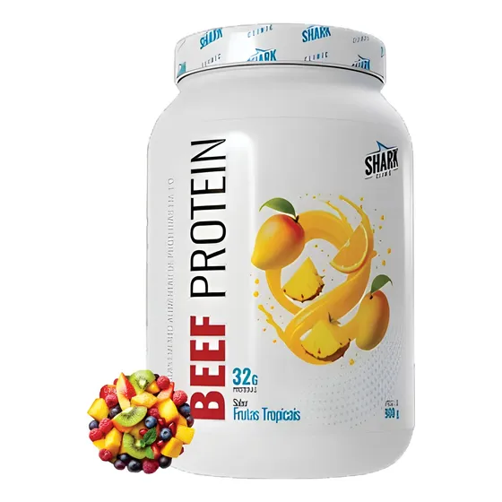 Proteína bovina isolada Shark Pro Whey Beef Zero Lac 900G em pó sabor Frutas tropicais x 900g
