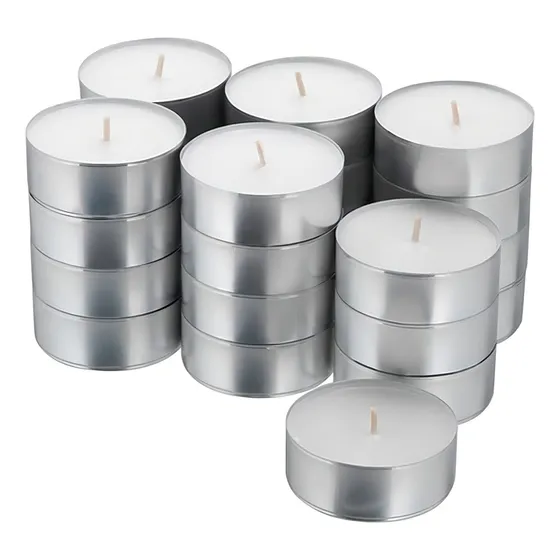 Velas Pack X 50 Con Latitas P/hornito Colores Noche S/aroma Color Blanco