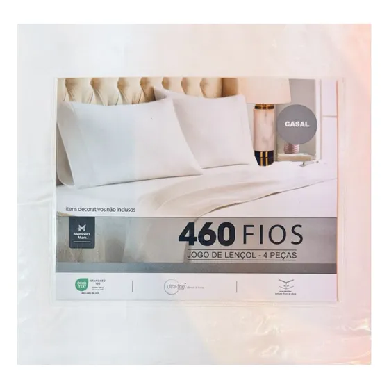 Jogo De Lençol Casal 460 Fios Acetinado Member's Mark Cor Branco Desenho Do Tecido Lisa