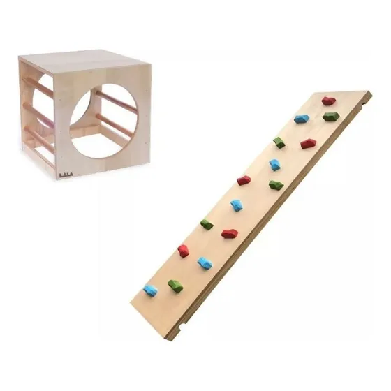 Cubo Pikler 40 Cm + Rocódromo Escalador Montessori Original