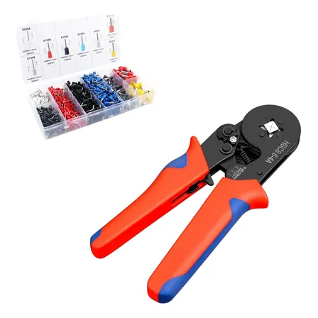 Kit Alicate Crimpador 0.25 A 10mm2 +terminais Ilhós 1200 Pçs