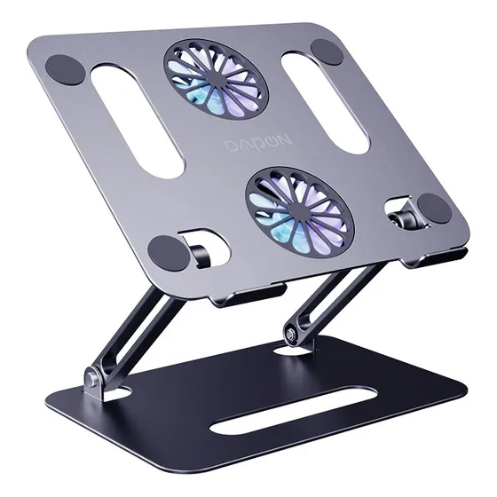 Suporte Para Notebook Com Ventilação Cooler Luzes Dapon P43f Cor Cinza