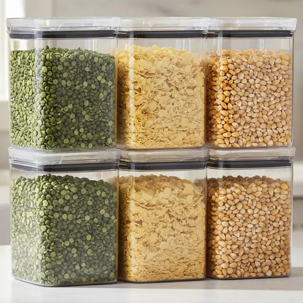 Kit 6 Potes Porta Mantimento Hermético Cozinha 1l Transparente