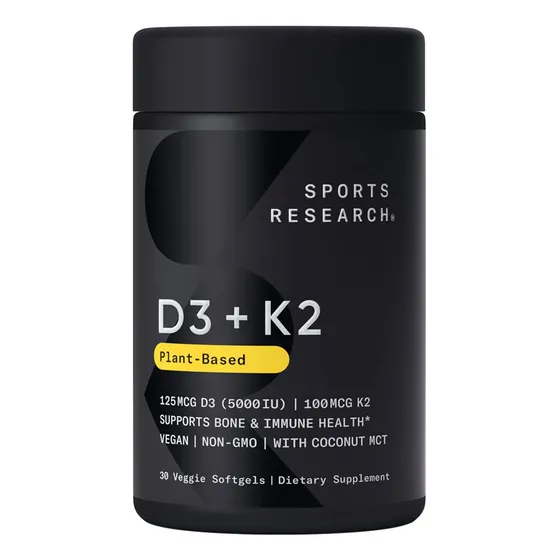 Suplemento Sports Research Con Vitamina D3 + K2 Vegana 5000