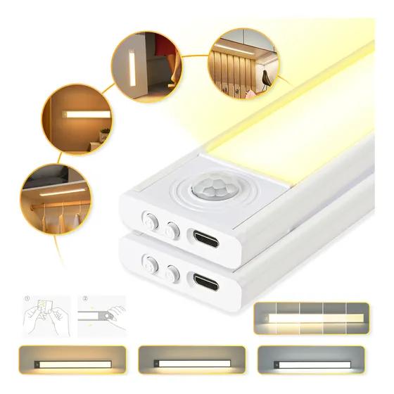 Pack 2 Luz Led Con Sensor De Movimiento Con Control Remoto