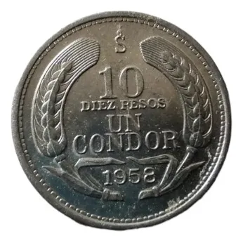 Moneda Chile 10 Pesos 1958  1 Condor Al(x6-x9-x65-x90x222