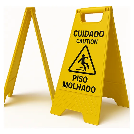 Placa De Sinalização (cuidado Piso Molhado  ) Kit C/ 4 Unid.