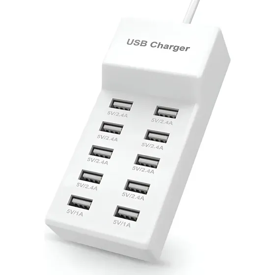 Estação De Carregamento Inteligente Usb 100w Hub Usb Branco