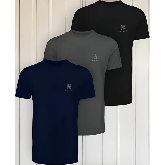 3x Camisetas Deportivas Básicas De Hombre Entrenamiento Gym