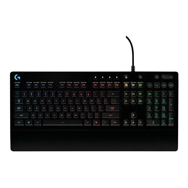 Teclado gamer Logitech G Serie G QWERTY Romer-G inglés internacional color negro con luz RGB