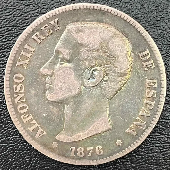 Moeda 5 Pesetas 1876 - Espanha