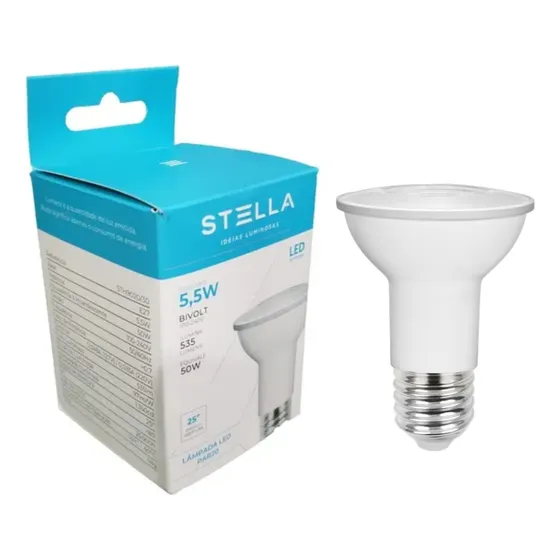 Kit 4x Lâmpada Led Par20 Stella 5,5w 3000k Sth9020/30 Luz Branco-quente 127/220v