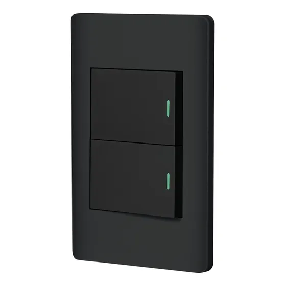 Placa Con Apagador Duplex De 3 Vias Para Escalera Negro