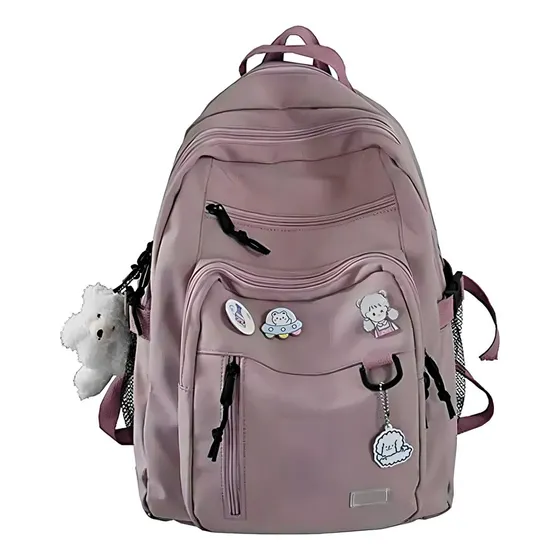 1 Mochila Multifunción De Doble Cremallera De Estilo Coreano P Color Rosa