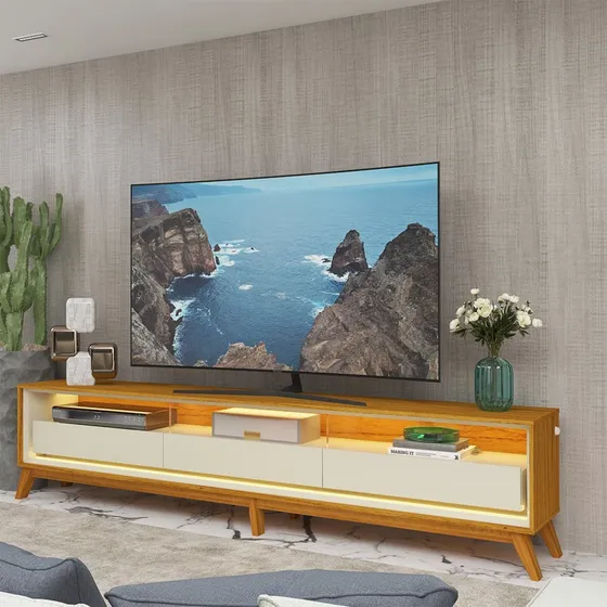 Rack Para Tv Até 85 Polegadas Com Led Com Pés 260cm Hj