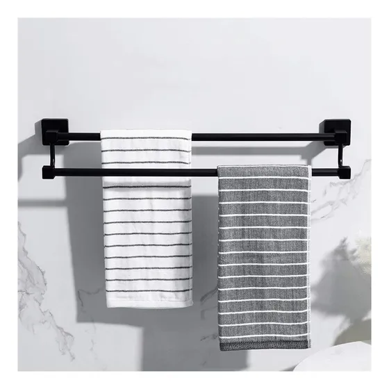 Toallero Pared Negro Baño Ge Estante Acero Inoxidable Cesta