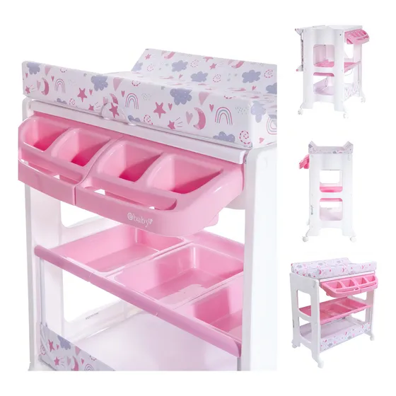 Bañera Para Bebes Ebaby Natiel Con Cambiador Y Manguera Color Rosa