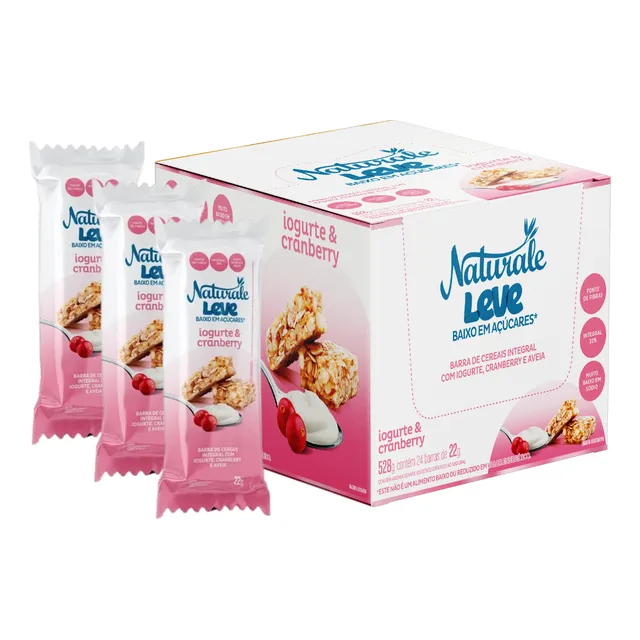 Barra De Cereal Iogurte E Cranberry Leve Em Açúcar 24un. 22g