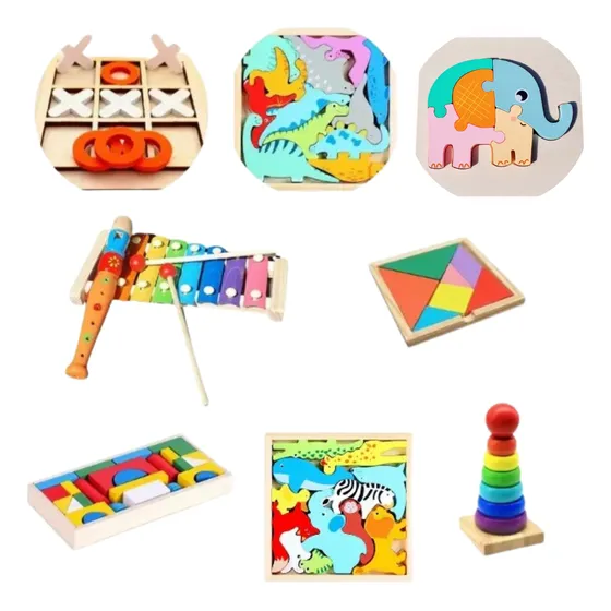 Juegos De Encastre Montessori De Madera Kit Por 8 Juegos Pro