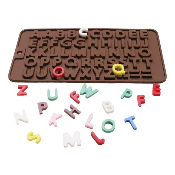 Molde Abecedario - Letras- Alfabeto Numeros Chocolate Tortas Color Café-letras